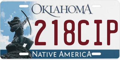 OK license plate 218CIP