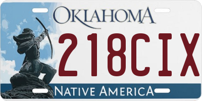 OK license plate 218CIX