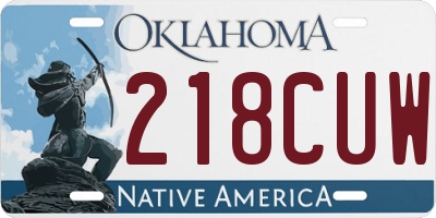 OK license plate 218CUW
