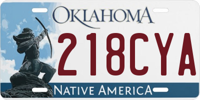 OK license plate 218CYA