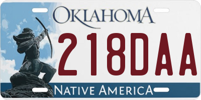 OK license plate 218DAA