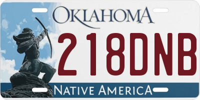 OK license plate 218DNB