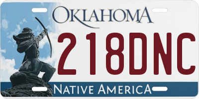 OK license plate 218DNC