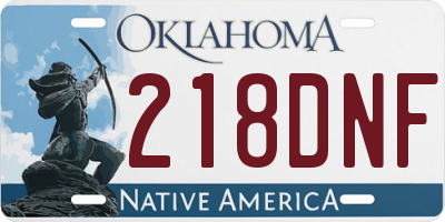 OK license plate 218DNF