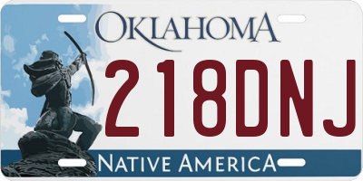 OK license plate 218DNJ