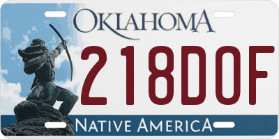 OK license plate 218DOF