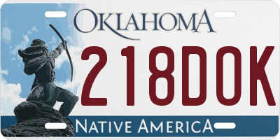 OK license plate 218DOK