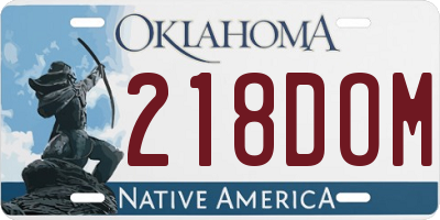 OK license plate 218DOM