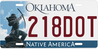 OK license plate 218DOT