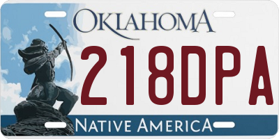 OK license plate 218DPA