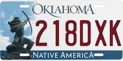 OK license plate 218DXK