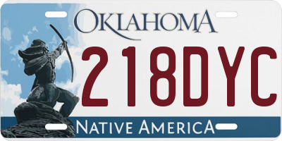 OK license plate 218DYC
