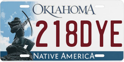 OK license plate 218DYE