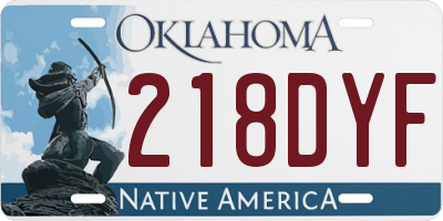 OK license plate 218DYF