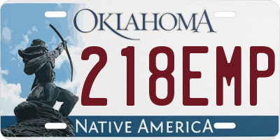 OK license plate 218EMP