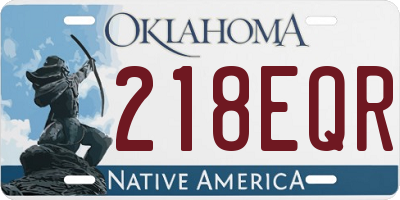 OK license plate 218EQR