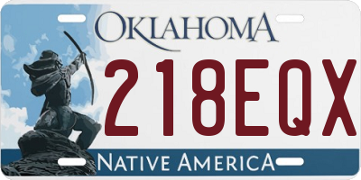 OK license plate 218EQX