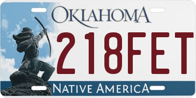 OK license plate 218FET