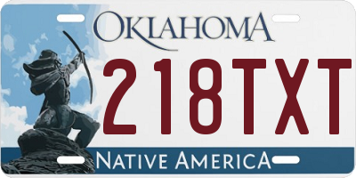 OK license plate 218TXT