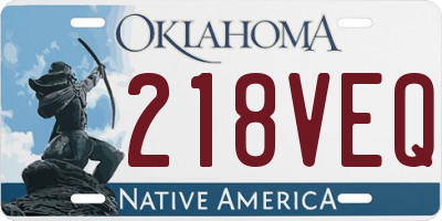 OK license plate 218VEQ