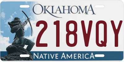 OK license plate 218VQY