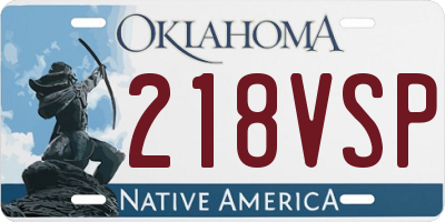 OK license plate 218VSP