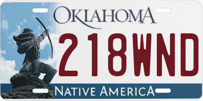 OK license plate 218WND