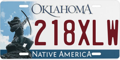 OK license plate 218XLW