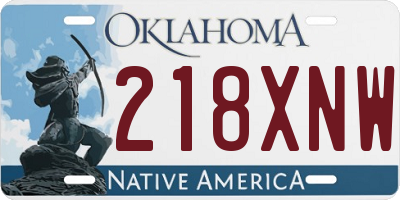 OK license plate 218XNW