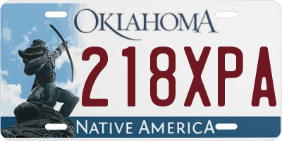 OK license plate 218XPA