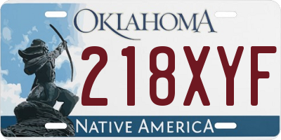 OK license plate 218XYF