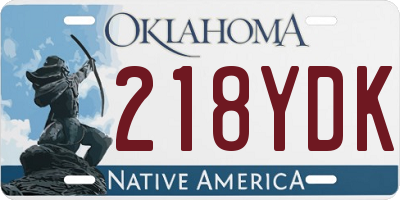 OK license plate 218YDK