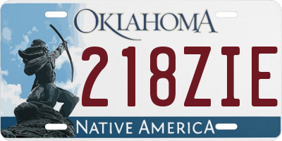 OK license plate 218ZIE