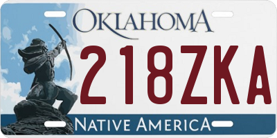 OK license plate 218ZKA