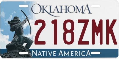 OK license plate 218ZMK