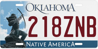 OK license plate 218ZNB