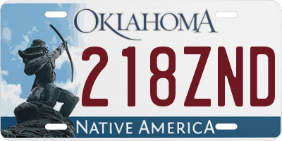 OK license plate 218ZND