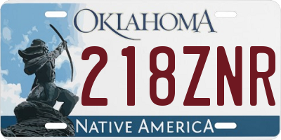 OK license plate 218ZNR