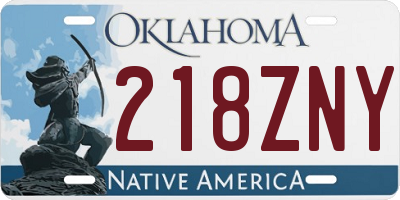 OK license plate 218ZNY