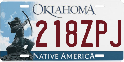 OK license plate 218ZPJ
