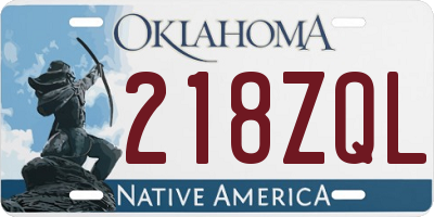 OK license plate 218ZQL