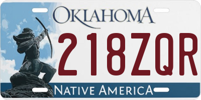 OK license plate 218ZQR