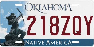 OK license plate 218ZQY