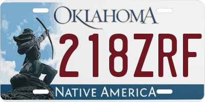 OK license plate 218ZRF