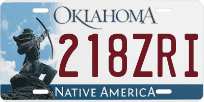 OK license plate 218ZRI