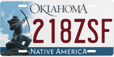 OK license plate 218ZSF