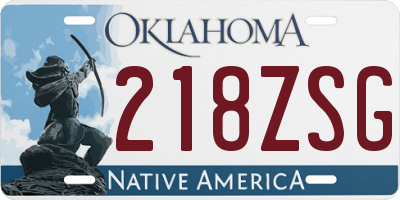 OK license plate 218ZSG