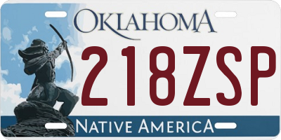 OK license plate 218ZSP