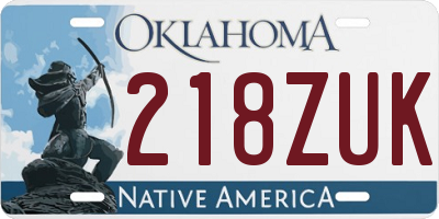 OK license plate 218ZUK