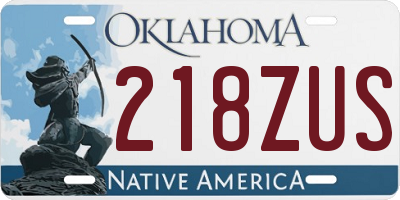 OK license plate 218ZUS